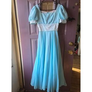 Vintage Lorrie Deb Dress Union Made In USA 1960's Womens Size 5/6 Robin Egg Blue